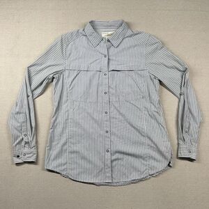 Insect Shield Exofficio Shirt Womens‎ L Bug Repellant Mesh Lined Snap Roll Tab